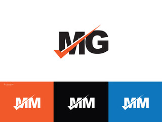 Monogram Mg gm Letter Logo, Creative Mg Checkmark Logo Symbol - obrazy, fototapety, plakaty