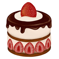 Strawberry cake illustration 