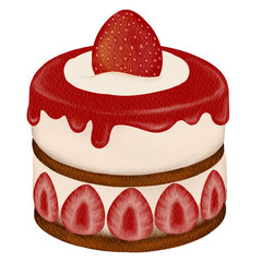 Strawberry cake illustration 