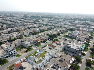 Top view of Lahore city with drone in the morning.