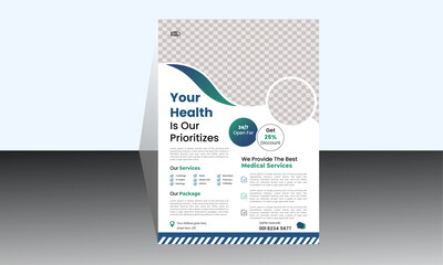 Health protection Flyer template vector design for Brochure, Magazine, Poster, Corporate Presentation, Portfolio, Flyer, infographic, layout modern with blue color size A4, Front and back, Easy to use