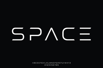 Modern sleek space alphabet display font vector. Futuristic typography style design