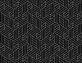 Abstract geometric pattern with stripes, lines. Seamless vector background. White and black ornament. Simple lattice graphic design.