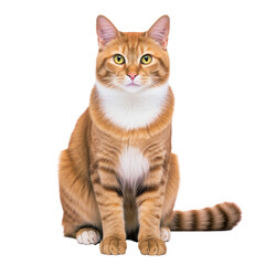 Ginger Cat sitting on a trasparent background