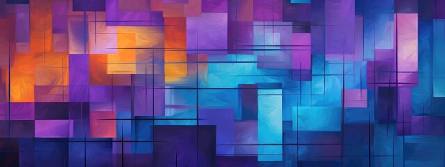 Abstract geometric shapes in bold hues intersect and overlap, generating a captivating mosaic background. Generative AI
