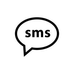 sms icon in speech bubble, text message symbol, Short Message Service, message send icon	
