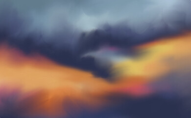 sunrise over the mountains digital art for illustration decoration card