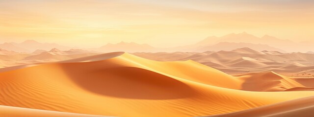 Fototapeta na wymiar Golden sand dunes undulate across a vast desert landscape, composing a mesmerizing sandy background. Generative AI