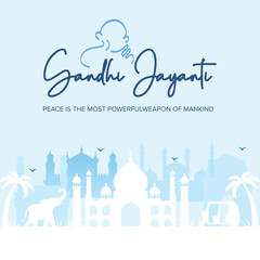 Gandhi Jayanti flat vector illustration with typography 