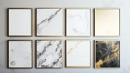 A square marble frame with a golden trim and negative copy space, creating a glamorous and refined setting for showcasing your text or design elements. Generative AI. 