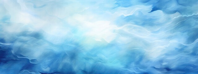 Fototapeta na wymiar Vibrant brushstrokes in varying shades of blue create an ethereal watercolor background. Generative AI
