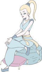 sit costume arabian hand draw sitting blonde