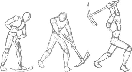 Working man sketch draw