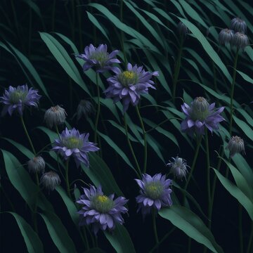flowers on black background