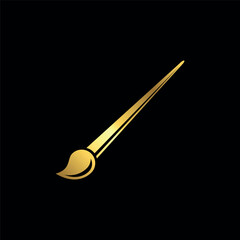 Gold Color Paint Brush Icon Vector Template