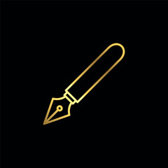 Gold Color Simple Pen Icon Vector Template