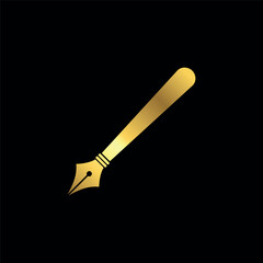 Gold Color Simple Pen Icon Vector Template