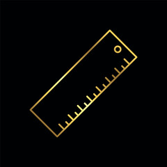 Gold Color Simple Ruler Icon Vector Template