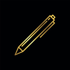 Gold Color Simple Pen Icon Vector Template