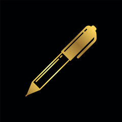 Gold Color Simple Pen Icon Vector Template