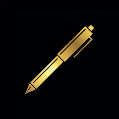 Gold Color Simple Pen Icon Vector Template