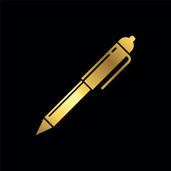 Gold Color Simple Pen Icon Vector Template