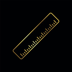 Gold Color Simple Ruler Icon Vector Template