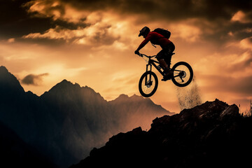 silhouette of a cyclist generative AI