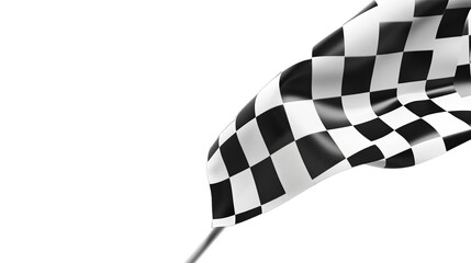 A black and white checkered finish race flag isolated on a transparent background