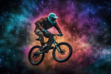 biker in the night generative AI