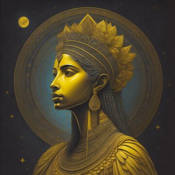 princesa, diosa, isis, estrellas, meditaci&oacute;n, protecci&oacute;n