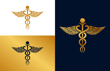 Caduceus Medical Snake Logo Icon Vector template