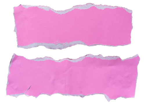 two pieces of torn pink paper for using as text box