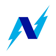 N letter electric logo icon template