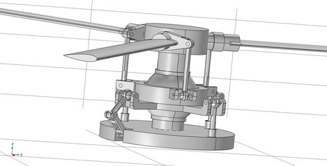 Computer 3d modeling 
movements of helicopter blades
using a computer-aided design system.
