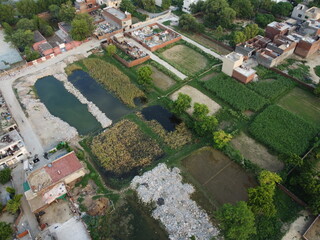 Fototapeta premium Aerial view of populated residential area in Lahore cantt.