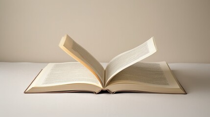 Paper book with 3D fantasy projection with flying butterflies and birds. Printed pages of a creative edition for the library. Creativity inside books.
Generative AI