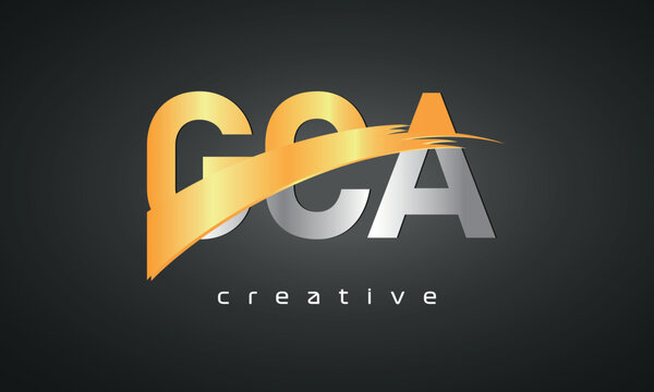 GCA Letters Logo Design with Creative Intersected and Cutted golden color