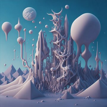 surreal and ethereal 3D abstract art