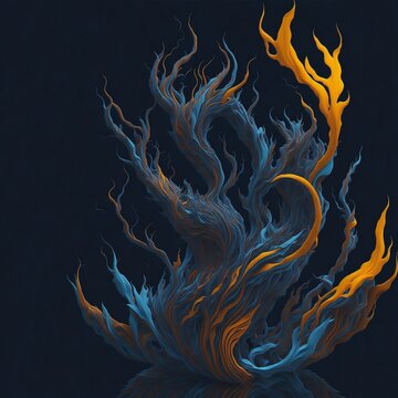 3D abstract artwork that captures the harmony and interplay of elemental forces
