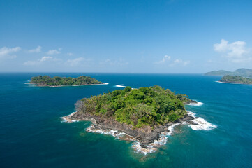 Aerial view  of tropical island, Chiriqui gulf, Panama, Central America -stock photo