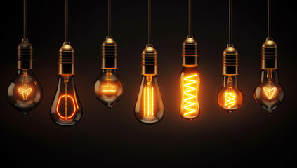 Obraz premium A Beautiful Display of Glowing Light Bulbs Suspended from the Ceiling