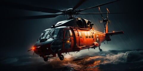 AI Generated. AI Generative. Navy nautical marine military helicopter transport rescue safe life coast guard. Graphic Art