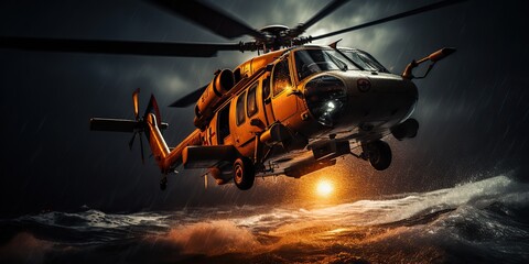 AI Generated. AI Generative. Navy nautical marine military helicopter transport rescue safe life coast guard. Graphic Art