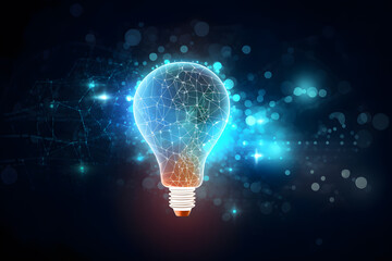 Technology and idea concept with lightbulb