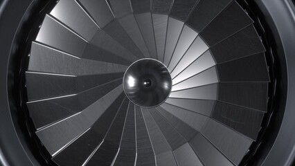 Aircraft turbine. Jet engine. Aviation concept. 3d illustration