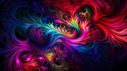 Colorful twisting fractal background or wallpaper (Generative AI)