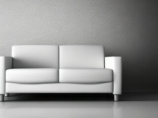 white leather sofa in a room with grey background created with generative AI technology