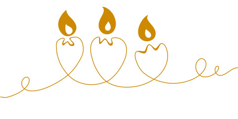 Candle for christmas  art line and vector illustration