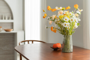 cozy and elegant home interior with modern furniture and stylish decor. Add touch of nature with...